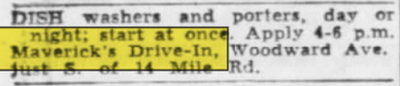 Mavericks Drive-In - Nov 07 1964 Article (newer photo)
